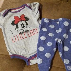 Disney Minnie Mouse 0-3 months Onesie & Pants Set